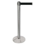 Queueway Barrier Post,Silver Post,Black Belt QPLUS-1P-B9