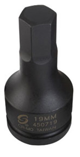3/4" Dr Hex Impact Socket, 19mm 450719