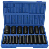 19-Piece 3/8 in. to 1-1/2 in. Drive 12-Point SAE Impact Socket Set 1719D