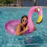 PoolCandy Ride-On 36 In. Flamingo Inflatable Pool Tube