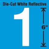 Stranco Die-Cut Reflective Number Label,1,6In H DWR-6-1-EA