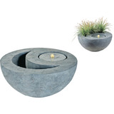 Lumineo Anthracite GRC Bowl Fountain with Planter 9788113