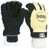 Shelby Firefighters Gloves,M,Cowhide Lthr,PR  5284M