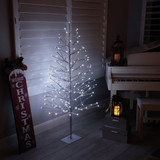 Alpine 60 In. Silver Christmas Tree with Cool White LED Lights