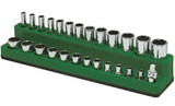 1/4" Dr Shallow/Deep 26-Hole Magnetic Socket Organizer, Dark Green 726