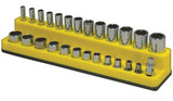 1/4" Dr Shallow/Deep 26-Hole Magnetic Socket Organizer, Neon Yellow 723