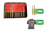 12 Pc. Brass Punch & Scraper Set w/FREE 3 Pc. Brass Pin Punch Set & FREE T-Shirt 81342