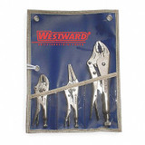 Westward Locking Plier Sets,Plain Grip,3 Pcs 1ECF5