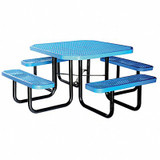 Sim Supply Picnic Table,80" W x80" D,Blue  4HUV5