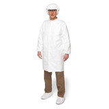 Dupont Cleanroom Coat,White,Snaps,XL,PK30 IC263SWHXL00300B