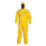 Tychem 2000 Coverall, Serged Seams, Attached Hood and Socks, Elastic Wrists, Zipper Front, Storm Flap, Yellow, 2X-Large