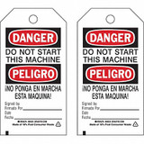 Brady Danger Bilngual Tag,5 3/4in H,3in W,PK10 86525