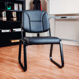 Interion Antimicrobial Armless Bonded Leather Reception Chair