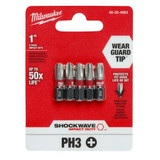 Milwaukee Tool Insert Bit,1-4",Phillips,#3,1",PK5 48-32-4663