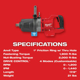 Milwaukee Tool Cordless Impact Wrench,1" Drive 2868-20
