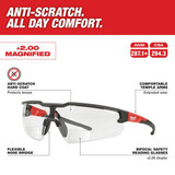 Milwaukee Tool ReaderSafetyGlasses,ClearLens,+2.0 48-73-2205