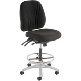 Interion Manager Stool - Fabric - 360 degrees Footrest - Black