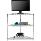 Nexel 3 Shelf Chrome Corner Wire Shelving Unit 32""W x 24""D x 34""H