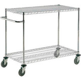 Nexel Chrome ESD Adjustable Shelf Cart w/2 Shelves & Poly Casters 72""L x 24""W