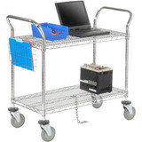Nexel Chrome ESD Utility Cart w/2 Shelves & Polyurethane Casters 72""L x 24""W x