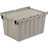 Attached Lid Shipping Container 27-3/16 x 16-5/8 x 12-1/2 Gray with Dolly Combo