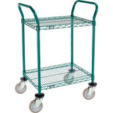 Nexel Utility Cart 2 Shelf Poly-Green 24""L x 18""W x 39""H Polyurethane Swivel