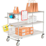 Nexelate Curbside Cart w/3 Wire Shelves & Polyurethane Casters 24""L x 21""W x 4