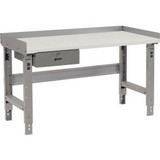 Global Industrial 48 x 36 Adj Height Workbench w/Drawer Gray- Plastic Laminate S