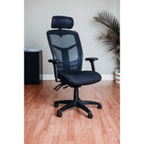 Interion Mesh Office Chair with Headrest High Back & Adjustable Arms Fabric Blac