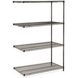 Nexel 4 Shelf Black Epoxy Wire Shelving Unit Add On 36""W x 18""D x 54""H