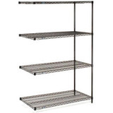 Nexel 4 Shelf Black Epoxy Wire Shelving Unit Add On 42""W x 14""D x 54""H