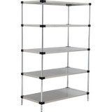 Nexel 5 Shelf Stainless Steel Solid Shelving Unit Starter 36""W x 24""D x 63""H