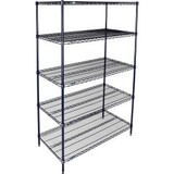 Nexel 5 Shelf Nexelon Blue Wire Shelving Unit Starter 48""W x 21""D x 63""H