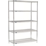 Nexel 5 Shelf Chrome Wire Shelving Unit Starter 24""W x 24""D x 86""H