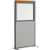 Interion Deluxe Freestanding Office Partition Panel wi/Partial Window 36-1/4""W