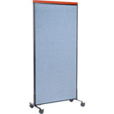 Interion Mobile Deluxe Office Partition Panel 36-1/4""W x 100-1/2""H Blue