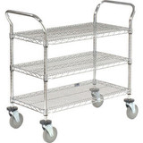 Nexel Chrome Utility Cart w/3 Shelves & Poly Brake Casters 1200 lb. Cap 42""L x