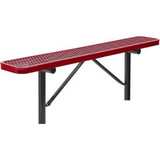 Global Industrial 6' Outdoor Steel Flat Bench Expanded Metal In Ground Mount Red