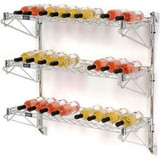 Wine Bottle Rack - Single Wide 3 Shelf Wall Mount 36 Bottle 48""W x 14""D x 34""