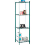 Nexel 4 Shelf Poly-Green Wire Shelving Unit Starter 24""W x 21""D x 86""H