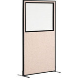 Interion Freestanding Office Partition Panel with Partial Window 36-1/4""W x 96"