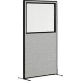 Interion Freestanding Office Partition Panel with Partial Window 24-1/4""W x 96"