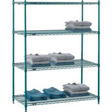 Nexel 4 Shelf Poly-Green Wire Shelving Unit Starter 48""W x 21""D x 54""H