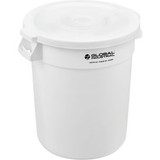 Global Industrial Plastic Trash Can with Lid - 20 Gallon White