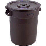 Global Industrial Plastic Trash Can with Lid - 20 Gallon Brown
