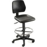 Interion Task Stool with 360 Footrest- Polyurethane - Black