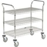 Nexel Chrome Utility Cart w/3 Shelves & Poly Casters 1200 lb. Capacity 60""L x 2
