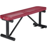 Global Industrial 4' Outdoor Steel Flat Bench Expanded Metal Red