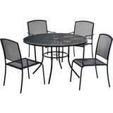 Global Industrial Mesh Caf Table and Chair Set 48"" Round 4 Armchairs Black