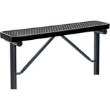 Global Industrial 4' Outdoor Steel Flat Bench Expanded Metal In Ground Mount Bla